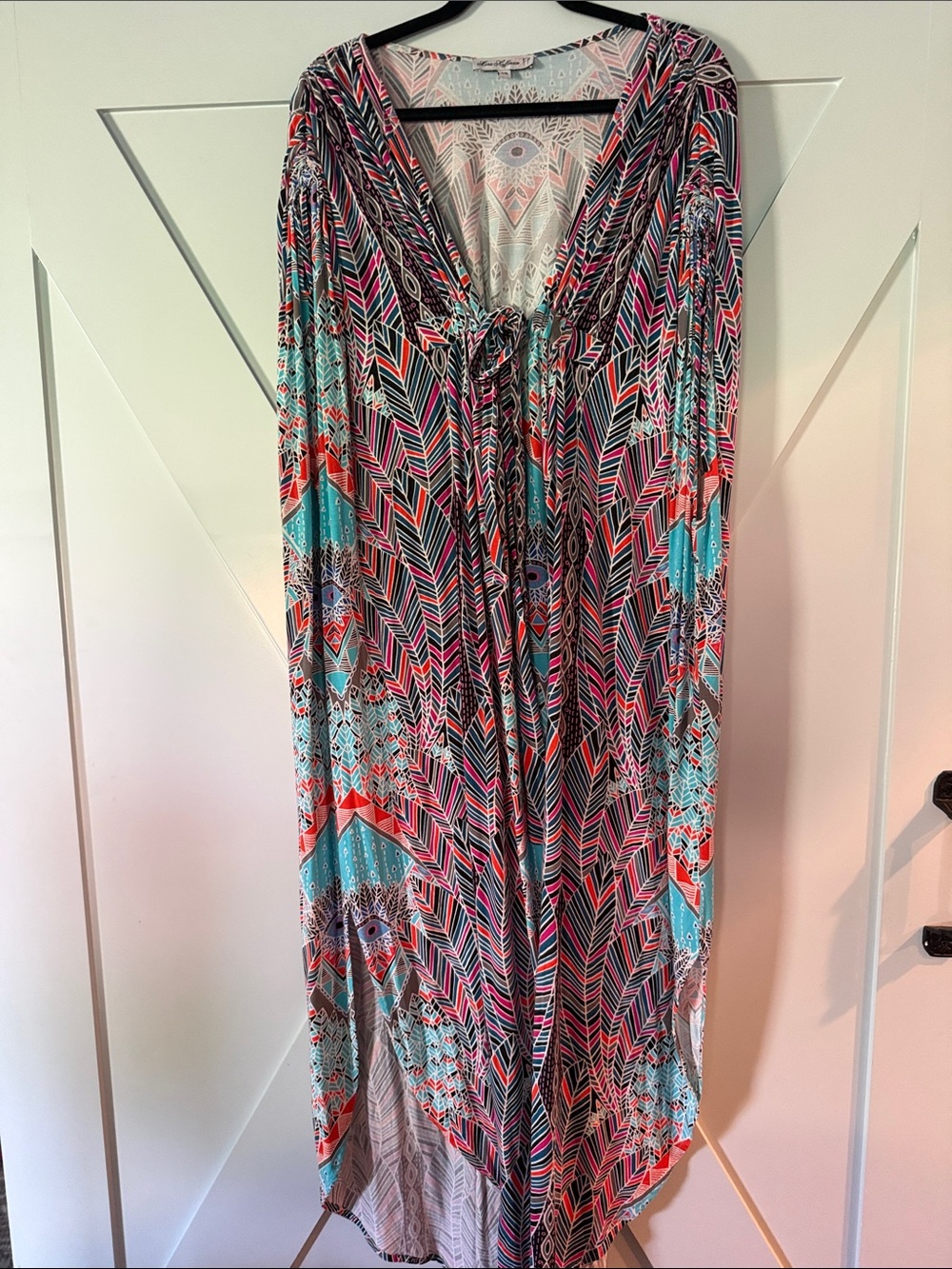 Mara Hoffman and Free People Turquoise, Coral & Pink, Black Geometric Maxi Dress